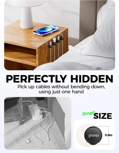 Vista 6 de Paquete de 9 clips magnéticos para cables, organizador de cables [giratorio de 360° mejorado], soporte de cable magnético fuerte, soporte de alambre