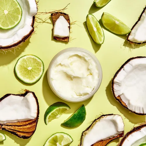 Vista 2 de Absolutely Natural - Mantequilla corporal batida de coco y lima, 5 onzas con manteca de karité nutritiva y aceite de coco, sin parabenos, vegana