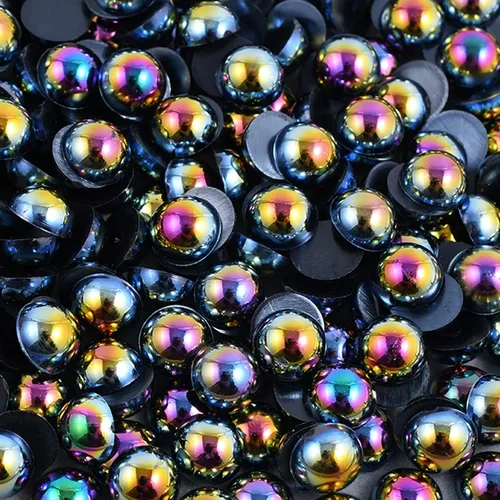 Vista 6 de 1500 perlas semicirculares con parte trasera plana, 0.157 pulgadas (0.157 in), color negro, mitad redonda, cuentas para manualidades, fabricación