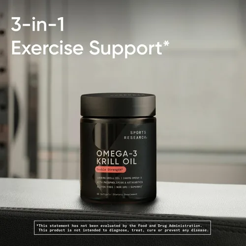 Vista 6 de Sports Research® Aceite de Krill Omega-3 de 1000 mg (doble fuerza) – Superba Krill antártico puro con colina, fosfolípidos y astaxantina