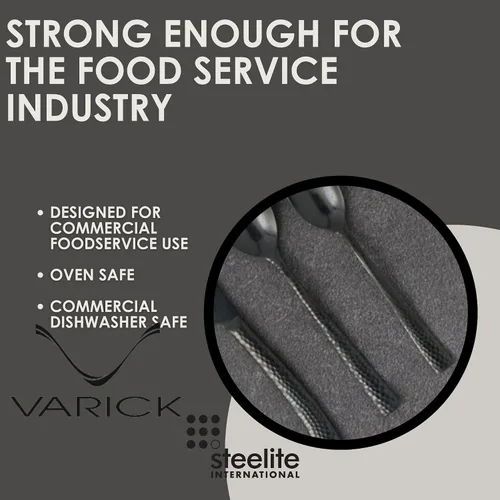 Vista 5 de Steelite Varick Malcolm - Cubertería con textura martillada satinada, mango moderno, utensilios de acero inoxidable 18/10, cubiertos para uso