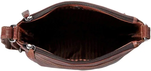 Vista 7 de Voyager - Bolso cruzado con cremallera #7832, Marrón, Voyager 7832