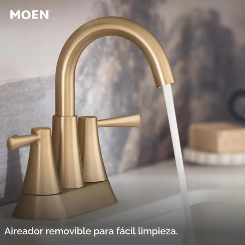 Vista 5 de Moen 84022BZG Ronan - Grifo de baño central de 2 manijas, color dorado Bronce dorado