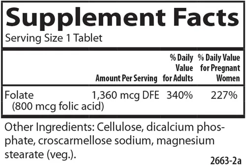 Vista 4 de Carlson Ácido fólico, 800 mcg, soporte prenatal, 300 tabletas Desarrollo fetal; vitamina B importante para mujeres embarazadas