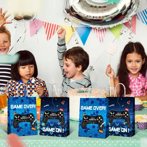 Vista 4 de Clabby 16 bolsas para jugadores, recuerdos de fiesta de videojuegos, bolsas de regalo con asa para niños, decoración de fiesta de cumpleaños