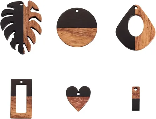 Vista 17 de Mega Pet Colgante de resina y madera de nogal para hacer joyas de bricolaje