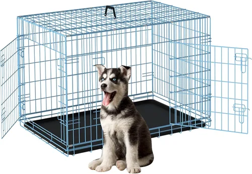 Vista 15 de Jaula negra para perros de 24 pulgadas, grande, XXL, plegable para perros grandes, jaulas de alambre de metal, jaula de segregación de animales