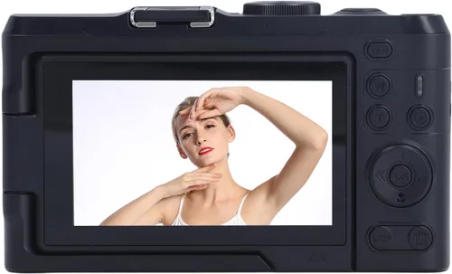 Vista 2 de Zopsc Cámara digital 4K de Vlog de 48 MP, enfoque automático de 48 MP, cámaras de zoom digital 18X para Vedio, pantalla abatible de 3 pulgadas Negro