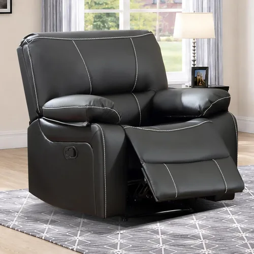 Vista 7 de EBELLO Silla reclinable manual de piel sintética, con respaldo cómodo y respaldo reclinable, muebles de primera calidad para sala de estar, muebles