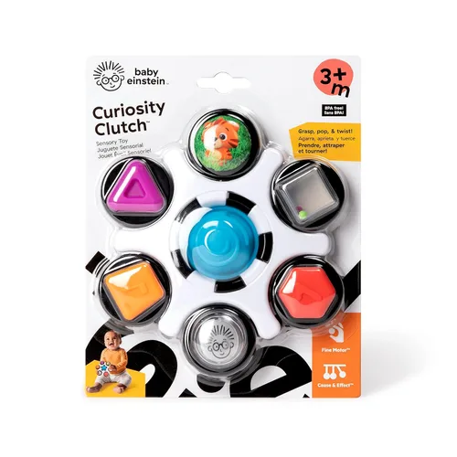 Vista 3 de Baby Einstein Curiosity - Juguete sensorial para ansiedad y sonajero Pop It, sin BPA, para bebés de 3 meses en adelante, multicolor Embrague