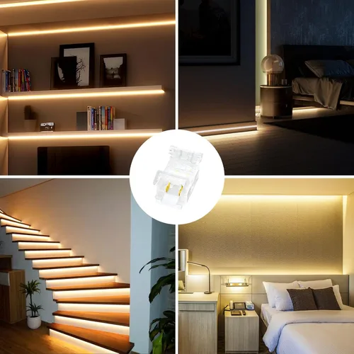 Vista 8 de LightingWill Conectores LED de 2 pines de 0.315 in, 10 unidades, conector de tira a cable, transparente, sin soldadura, conector de luz de cinta