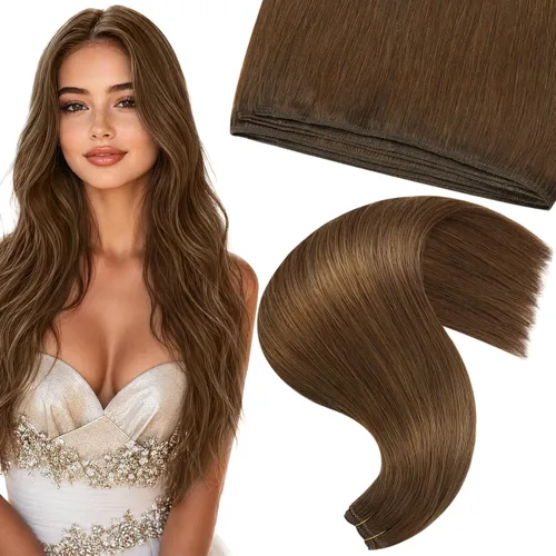 Vista 90 de Moresoo Extensiones de cabello humano real para coser, color negro natural