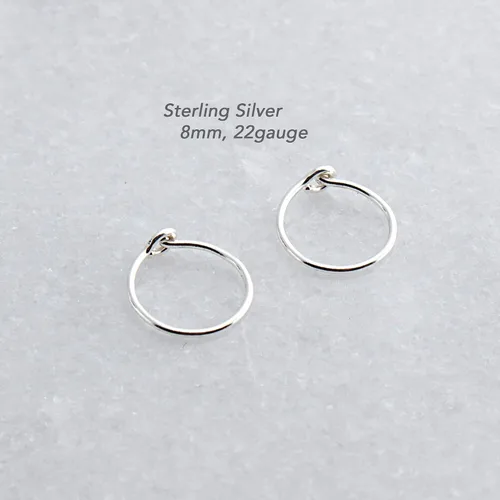 Vista 8 de Aretes de plata de ley abiertos para cartílago, tragus, delgados, calibre 22