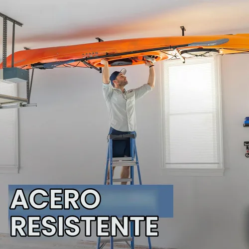 Vista 3 de StoreYourBoard Almacenamiento de techo para kayak, soporte organizador de garaje resistente ajustable