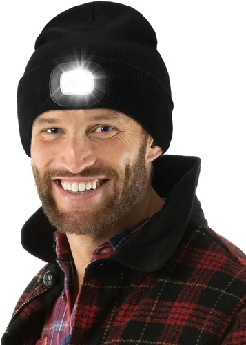 Vista 7 de MELASA Gorro unisex con luz, recargable por USB, manos libres, gorro LED, regalos de invierno para hombres