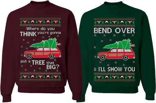 Vista 27 de Wild Bobby Why is The Carpet All Wet Todd Margo - Sudaderas con gráfico de Navidad para parejas