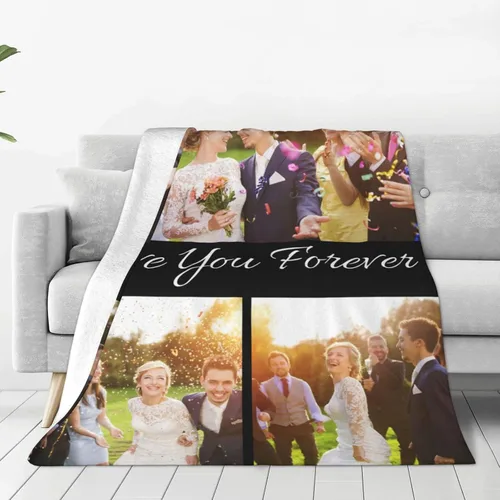 Vista 10 de Manta personalizada con fotos, texto, manta personalizada de franela para regalos de cumpleaños de adultos y niños, bodas, Navidad, Halloween, Día