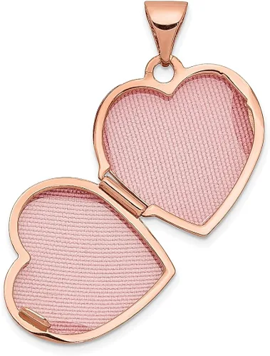Vista 4 de Collar de cadena con colgante de oro rosa de 14 quilates con textura de doble corazón de 0591in con colgante de foto de 0591in que sostiene fotos