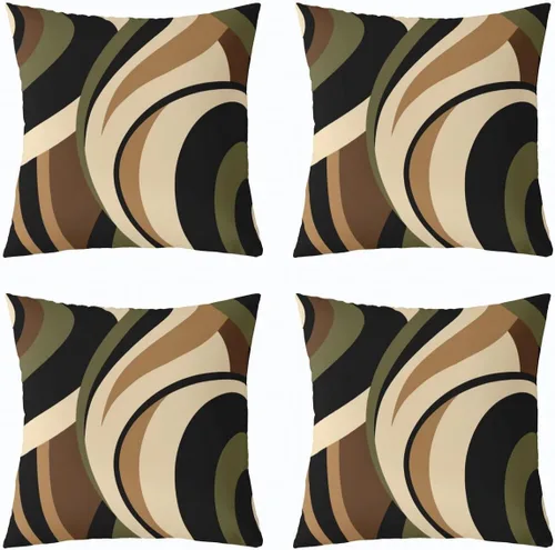 Vista 33 de Castle Fairy Fundas de almohada modernas con estampado de líneas geométricas de doble cara de 16 x 16 pulgadas, fundas de almohada de espirales