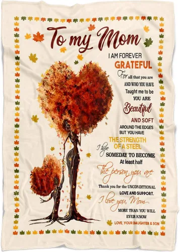 Vista 3 de Manta personalizada para mamá de hija e hijo, manta personalizada para el día de la madre con nombres de los niños, manta con texto en inglés «To My
