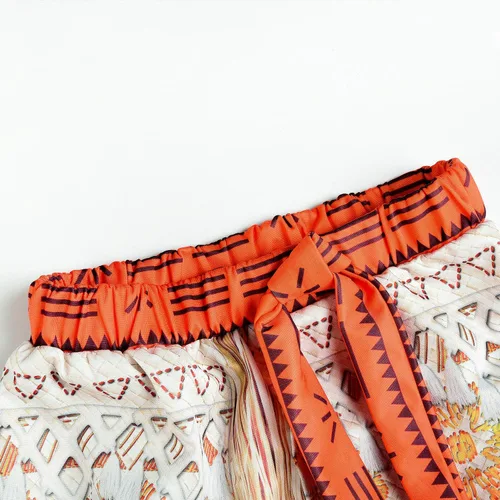 Vista 7 de JerrisApparel Disfraz de princesa, conjunto de falda de dos piezas para niñas (3T-4T, naranja)