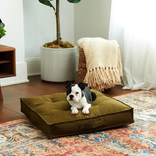 Vista 3 de Happy Hounds Milo - Cama cuadrada copetuda para perro, musgo, pequeña (24 x 24 pulgadas)