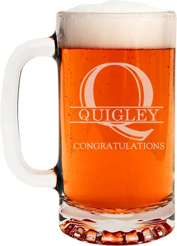 Vista 40 de Taza de cerveza de vidrio con monograma grabado de 16 onzas (letra A), regalos de cerveza personalizados de la A a la Z para hombres, Día del Padre