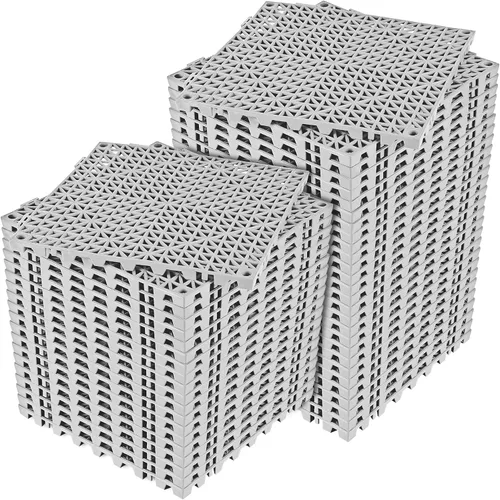 Vista 32 de ToLanbbt Cojín modular entrelazado 8P de 11.8 x 11.8 pulgadas, agujeros de drenaje de goma entrelazados antideslizantes para cubierta, ducha