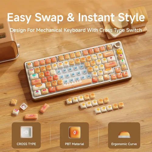 Vista 2 de SEUNKWANG EWEADN Lindas Teclas para Teclado, 111 Teclas Perfil Bun MOG, Compatibilidad Universal para Teclado 100%, 75%, 65%, 60% TKL, Sublimación