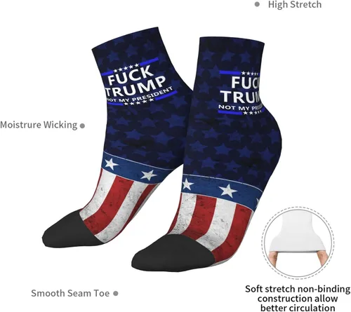 Vista 7 de Fuck Trump Not My President - Calcetines tobilleros de invierno de corte bajo, deportivos, cálidos, cómodos, transpirables, casuales, para hombres