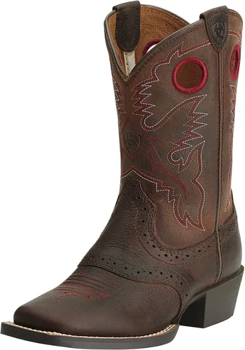 Vista 3 de Botas vaqueras Ariat occidentales RoughStock para niños Gastado Marrón/Negro
