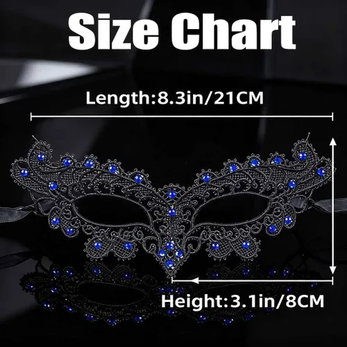 Vista 3 de Yalice Máscaras de plumas para mujer, con cristales brillantes, venecianos, de encaje, para disfraces, carnaval, Mardi Gras