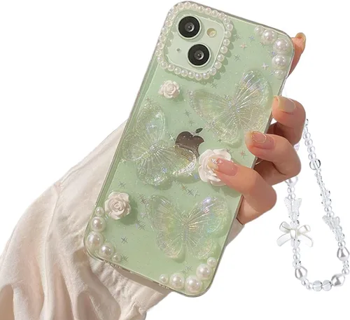 Vista 10 de Funda compatible con iPhone 11, diseño 3D de mariposas florales transparentes con diseño estético, para mujeres, adolescentes y niñas