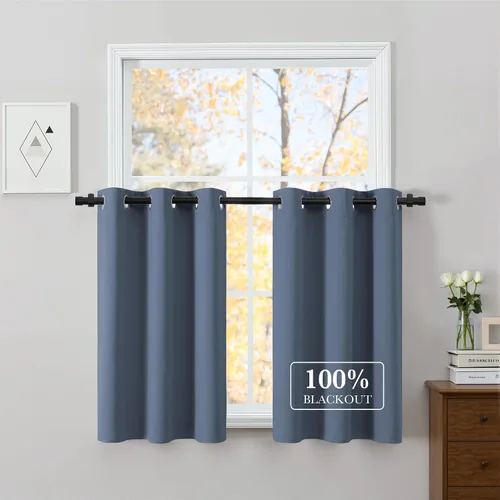 Vista 87 de NICETOWN Cortinas 100% Opacas Cortas de 36 Pulgadas de Largo para Dormitorio, Privacidad Aislamiento Térmico con Ojales Cortinas de Ventana