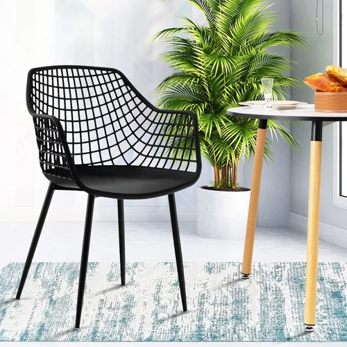 Vista 7 de Giantex Juego de 4 sillas de comedor modernas, sillones negros con respaldo de 15 pulgadas de alto, patas de metal con recubrimiento en polvo