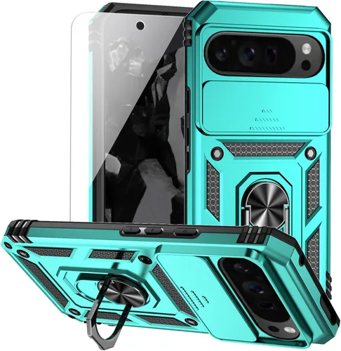 Vista 12 de Funda para Google Pixel 9 Pro XL con cubierta para lente de cámara, protector de pantalla HD, doble capa de grado militar a prueba de caídas