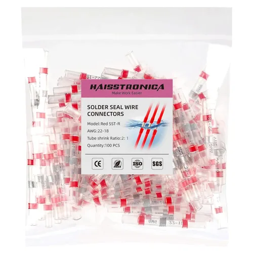 Vista 8 de haisstronica 50 conectores de alambre con sello de soldadura, impermeables, termorretráctiles, terminales para embarcaciones, electricidad