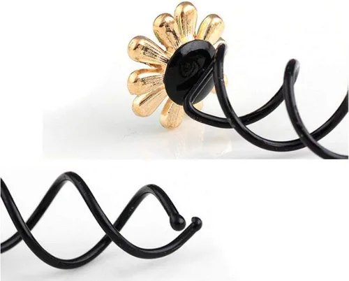 Vista 3 de Vpang 5 horquillas de pelo en espiral de margarita, espiral, bobinas para el cabello, pinzas para el cabello para boda, nupcial, flor de metal