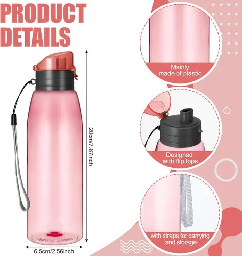 Vista 2 de Uiifan 50 botellas de agua de plástico a granel de 17 onzas con correa de asa, tapa abatible, reutilizable, a prueba de fugas, para adultos, viajes
