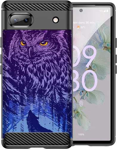 Vista 14 de CasesOnDeck - Funda de TPU negra compatible con Google Pixel 6A (2022) / Pixel 6A, delgada, minimalista, flexible, texturizada, formas abstractas