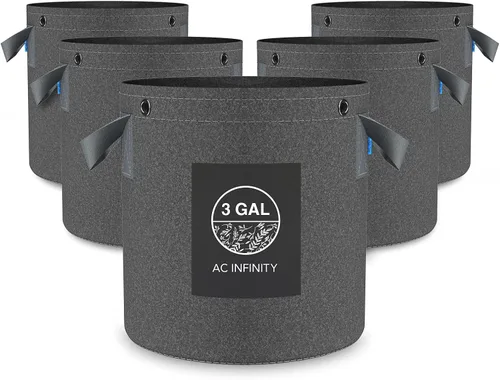 Vista 10 de AC Infinity - Macetas de tela resistente de 1 galones para cultivo de aireación, 5 unidades con tela no tejida gruesa de 17.64 oz (500 G) y anillos