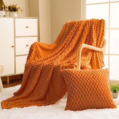 Vista 91 de Vessia - Manta de forro polar de franela (50x70 pulgadas), manta 3D de jacquard negra, esponjosa y cálida para sofá, sillón, cama, silla, 300GSM