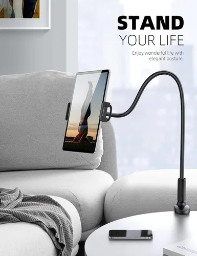 Vista 4 de Lamicall Soporte de soporte de tableta de cuello de cisne para cama, abrazadera flexible de brazo de tableta para cama compatible con Pad Mini 7.9