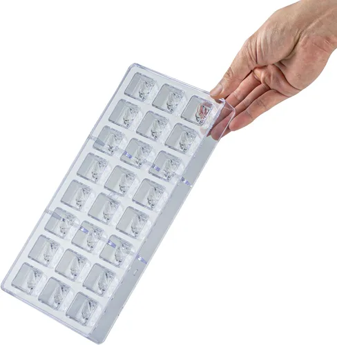 Vista 9 de Pastry Tek - Molde para moldear chocolate de 10.8 x 5.3 pulgadas, 1 molde de caramelo congelable - 24 cavidades, diseño de hoja en bloque, molde