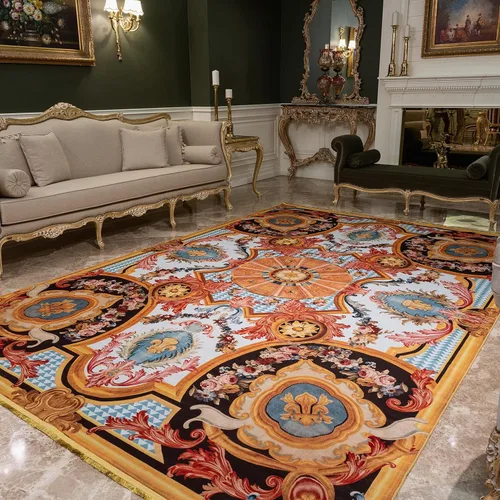 Vista 7 de feronia Alfombra vintage de lujo de 8 x 10 pies para sala de estar, dormitorio, alfombra barroca antideslizante, lavable a máquina, pelo bajo, Marie