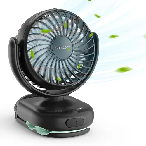 Vista 8 de Momcozy Ventilador portátil para cochecito con clip, mini ventilador de 4 velocidades para portador, ventiladores personales ultraligeros de 0.26