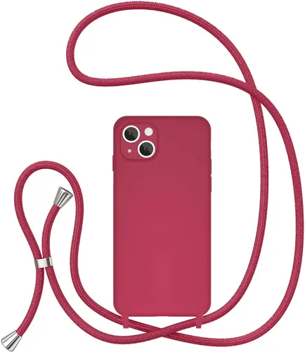 Vista 25 de UEEBAI Funda de teléfono con cordón cruzado para iPhone 14 de 6.1 pulgadas, funda de silicona con correa ajustable para collar, correa suave