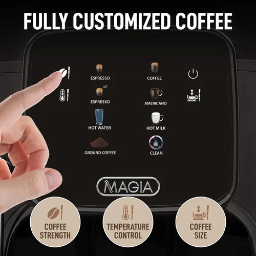 Vista 3 de Zulay Kitchen Magia Clasica - Máquina automática de café expreso con molinillo integrado, cafetera de panel táctil, espumador de leche con varita