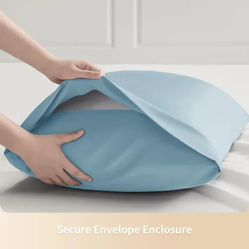 Vista 6 de Fundas de almohada estándar, fundas de almohada de viscosa refrescante de bambú con cierre de sobre, suave que absorbe la humedad para personas que