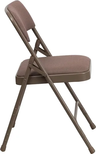 Vista 6 de EMMA + OLIVER Paquete de 2 sillas plegables de metal de tela beige curvada con triple refuerzo Triple Braced, Double-Hinged, Fabric Upholstery